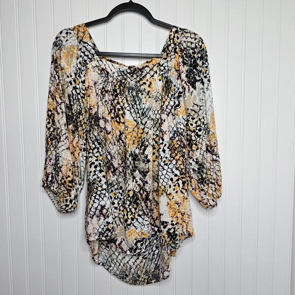 Savanna Jane Women's The Salene Top Size Large Square Neck Snake Print Tie Back - Picture 2 of 10